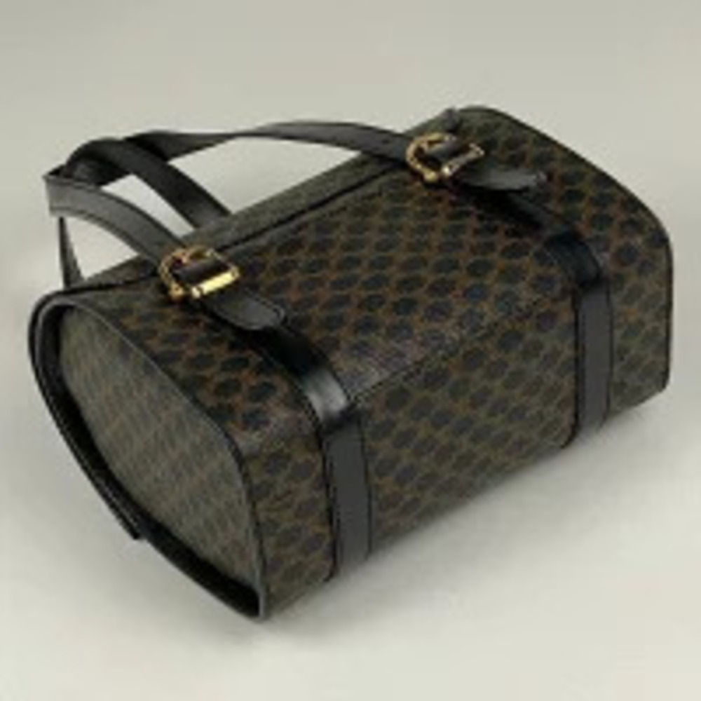 Celine Macadam canvas brown handbag black Brown Black